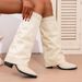 Plus Size Pointed Toe High Heel Over The Knee Boots For Women, Chunky Heel & Folded Design, Winter & Autumn Fashion Boots, Size 36-43_vogvips.com