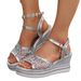 New Fashionable And Large Size One-Strap Wedge Heel Thick-Soled Beach Sandals For Women_vogvips.com