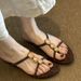 Women's Summer Flip-flops For Outdoor Wear 2026 New Bohemian Style Niche Rhinestone Mid-heel Sandals To Match Skirts_vogvips.com