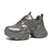 2025 New Genuine Leather Diamond-Studded Thick-Soled Versatile Women's Shoes Comfortable Women's Thick-Soled Dad Sneakers Fashionable_vogvips.com