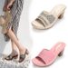 Summer New High Heels Ethnic Feng Shui Diamond Thick Heel Totem Women's Sandals Comfortable Slippers Large_vogvips.com