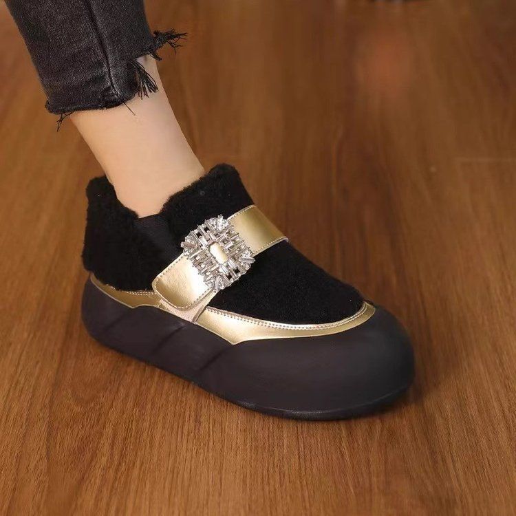 Student Plush Thick Snow Boots For Women, 2025 New Soft Soled Anti Slip Casual Shoes, Popular One Foot Cotton Shoes_vogvips.com