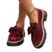 Bowknot British Style Women's Small Leather Shoes Spring New Large Size Thick-Soled_vogvips.com