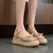 5.0cm Height Increase~ Thick Sole Petite Open Toe Wedge Sandals For Women With Bowknot Summer New Style Slippers_vogvips.com