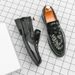 New Fashion Men's British Black Business Casual Loafer Shoes Daily Driving Office Leather Shoes One Foot Pedal Lazy Brown Banquet Dress Wedding Men's_vogvips.com