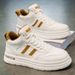 Fall Men's Shoes - Breathable, High-top, White Sneakers, Trendy And Versatile Thick-soled Sports Shoes, Casual Board Shoes, Fashionable Shoes_vogvips.com