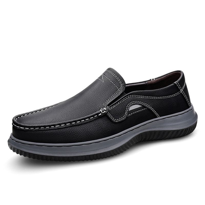 Men's Shoes Leather Loafers Soft-soled Foot-fitting Casual Leather Shoes Fleece Warm Men's Shoes_vogvips.com