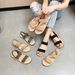 Elastic Band Cross Flat Women's Shoes 2023 New For Women Summer Outdoor Imitation Straw Linen Roman Sandals_vogvips.com