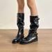 French Style Melard Western Cowboy Engineer Mid-Calf Riding Half Wide Mouth Stacked Short Boots For Women Autumn Winter_vogvips.com