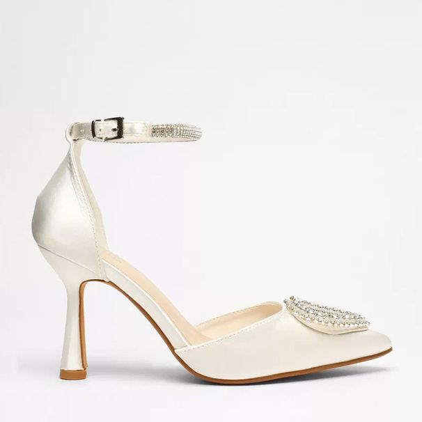 Pointy Bun Fine Diamond Heart Buckle Dinner Heels High Heeled Sandals_vogvips.com