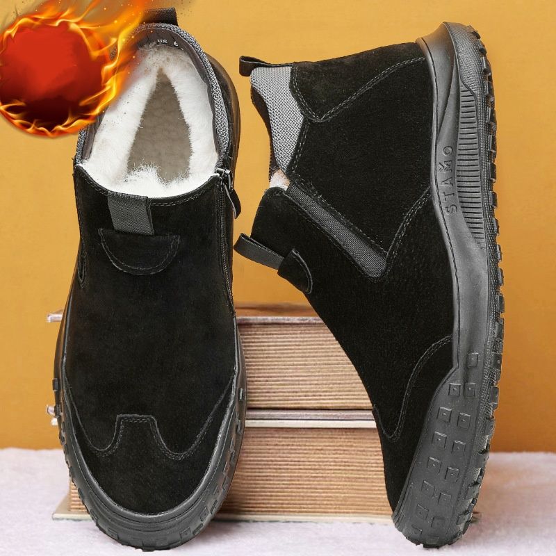 Men's Winter Snow Boots With Thick-soled Cotton Shoes And Fleece Warmth Short Boots For_vogvips.com