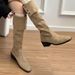 Soft Leather Verion~ Thick Sole Two-Way Knee-High For Women Britih Style Chunky Heel Slouch Wetern Cowboy Riding_vogvips.com