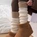Unisex Knit Leg Warmers With Color Block Design, High-Quality Wool Blend For Year-Round Comfort, Fashionable And Versatile For Casual & Outdoor Wear_vogvips.com