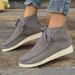 Plus Size Women's 2024 Autumn Winter New Round Toe Front Lace-up Platform Sole Fashion Short Boots For Women_vogvips.com