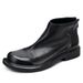 European Warm Series Black Genuine Sole Mid-Cut Martin For Men Trendy Versatile Fashion Soft Leather Zipper Round Toe Work Boots_vogvips.com