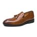 Oversized Slip-on Leather W Fringed Feet Loafers British Men's Crocodile Print Business Casual Bean Shoes_vogvips.com