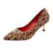 Red Gold Pointed-toe High-heeled Shoes With Chinese Embroidery And Rhinestone Wedding Shoes, 5 Cm Low Heel, High-quality, Red Shoes_vogvips.com