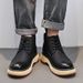 European Warm Series Men's Martin High Top Autumn Winter Casual Thick Sole Versatile Mid-Top Workwear Yellow Fleece Lined Short Boots_vogvips.com