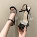 Fashion Buckle Pink New Arrival Transparent Rhinestone Thick Heel Super High Heel Casual Fashion Sandals For Women_vogvips.com