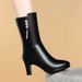 High Heel For Women Winter New Style Middle-aged Ladies Cotton Fashion Fleece-lined Mid Soft Leather Mom Shoes Mid-calf_vogvips.com