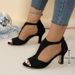 MTX Simple Fashion Back Zipper Bag Fish Mouth For Women Large Size Side Hollow Thin Heel Roman Sandals_vogvips.com