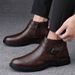 European Warm Series First Layer Cowhide Martin Men's Autumn Winter New British Style Mid-High Top Shoes With Fleece Cotton Genuine Leather_vogvips.com
