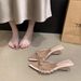 Korean Style Rhinestone Pointed-toe Stiletto Thong Sandals - New Women's Fashionable, Versatile, And Comfortable Outdoor Slides_vogvips.com