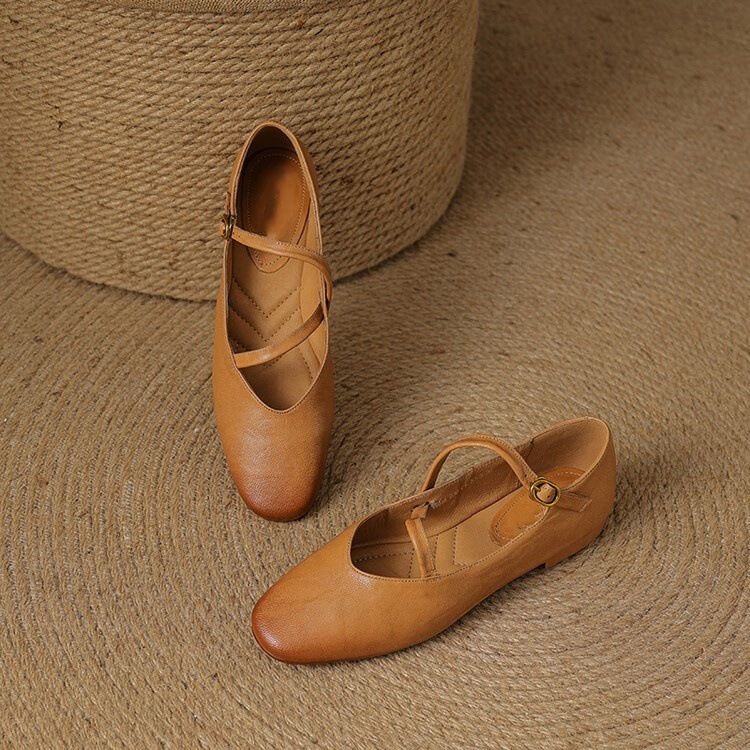 French Retro Mary Jane For Women Spring And Autumn Soft Sole Granny Comfortable Versatile Flat Shoes_vogvips.com