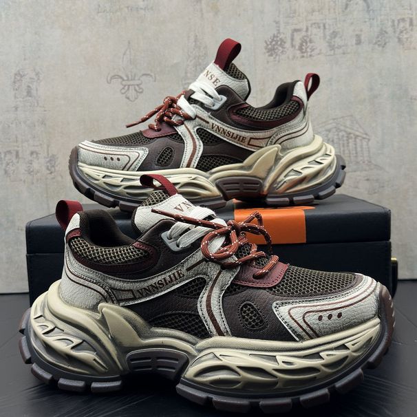 Vintage Distressed Green Elevated Luxury Platform Dad Shoes_vogvips.com