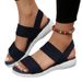 2022 Summer Large Size Women's Casual Sandals With Elastic Strap And Flyknit Polyurethane Flat Sole_vogvips.com