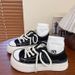 Casual Canvas Slip-On Sports Shoes For Women Thick Bottom Versatile Low Cut Cross Buckle Pure Color Net Lined Footwear_vogvips.com