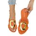 Women's Casual Versatile Flat For Foreign Trade, 2026 New Korean Style Fashion Metal Buckle One-strap Beach Sandals_vogvips.com
