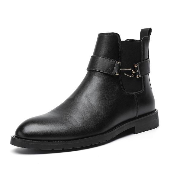 New Fashion Chelsea Boots Men's Double Hook Brown Retro High-top Men's Boots European And American Fashion Boots British Gentleman Leather Boots_vogvips.com