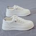 Women's Breathable Casual Sneakers - Lightweight Platform Shoes With Soft Sole For Spring & Summer - Fashionable Low-Top Lace-Up Shoes_vogvips.com
