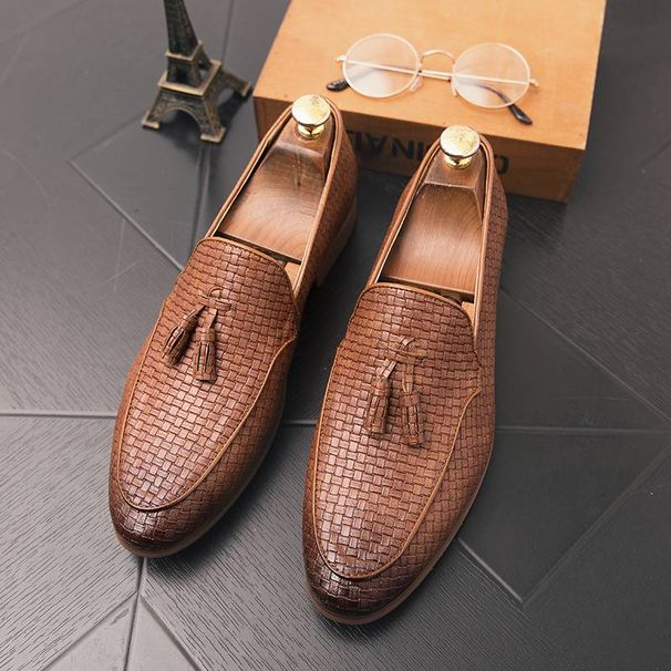 New Fashion Genuine Leather Tassel Business Casual Loafer Shoes For Men Black Business Formal Leather Shoes For Daily Office Casual Men's Shoes For Dr_vogvips.com