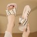 Retro Women's Square Toe Wedge Sandals Mid Heel Slippers Fairy Style Design Gentle Outdoor Use_vogvips.com