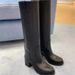 Top Quality Brown Black Chunky Knee Fashion Knight Boots High Heels Long Leather Slip On Designer Tall Boots For Womens No Box_vogvips.com