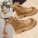 Big Yellow Boots Women 25 New Retro Spring And Autumn Martin Boots Motorcycle Ankle Boots_vogvips.com