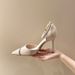 New Black Pointed-toe Strappy Stiletto High-heeled Women's Low-heeled Shoes With Rhinestones, 9.5cm, Hollow Single Shoe, Sexy Style Sandals_vogvips.com