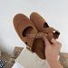 Artistic Carved Temperament Closed-Toe Half Slippers Comfortable Versatile Cross Strap Flat Mules Women's Shoes_vogvips.com