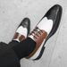 Euro Step Spring And Autumn Brogue Leather British Style Color Block Business Formal Casual Large Size Men's Shoes_vogvips.com