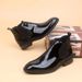 Fashion Men's High-top Leather Shoes Pointed Toe Slippers Chelsea Booties_vogvips.com