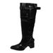 Over-the-Knee 2025 Spring And Autumn Style Apricot Suede Pointed Toe For Women Chunky Heel Slimming Pleated Slouch Boots_vogvips.com