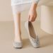 Square Head Flat Sole Single Shoes Women's Skirt Rhinestone Wedding Shoes Soft Sole Not Tired Feet Doudou Shoes_vogvips.com