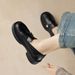Platform Loafers Women's Velvet One-pedal Black Small Leather Shoes British Style Single Shoes Women's Autumn_vogvips.com
