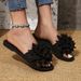 Women's Shoes Large Size Summer New Single Slotted Flat Casual Sandals With Flower Soft Soled Beach Shoes_vogvips.com