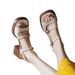 Summer Thick-soled Roman Strap Sandals, Soft Leather Open-toe W's Shoes, French-style Chunky High Heels For Petite_vogvips.com