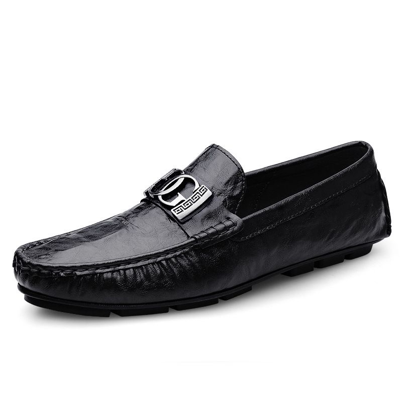 Doudou Men's Shoes Style Men's Casual Leather Shoes Lazy Soft Sole Driving Love_vogvips.com