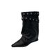 Fashionable Street Style Sexy White High Heel Ankle Boots Women Belt Buckle Rivet Hot Girl Pointed Toe Booties_vogvips.com