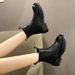 Plus Size Chunky Heel Thick Sole Padded For Women 2025 Winter New British Style Versatile Slip-On Fashion Boots_vogvips.com